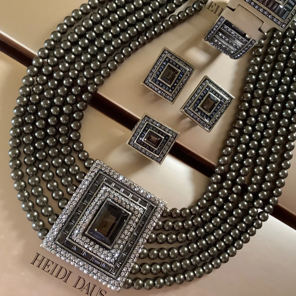 Heidi Daus South Sea Riches Complete Set Crystal Necklace Bracelet Ring Earrings - Picture 2 of 16